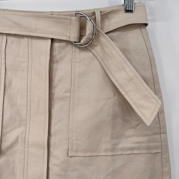 Ann Taylor Khaki Belted Linen Blend A-Line Skirt NWT - Picture 3 of 8